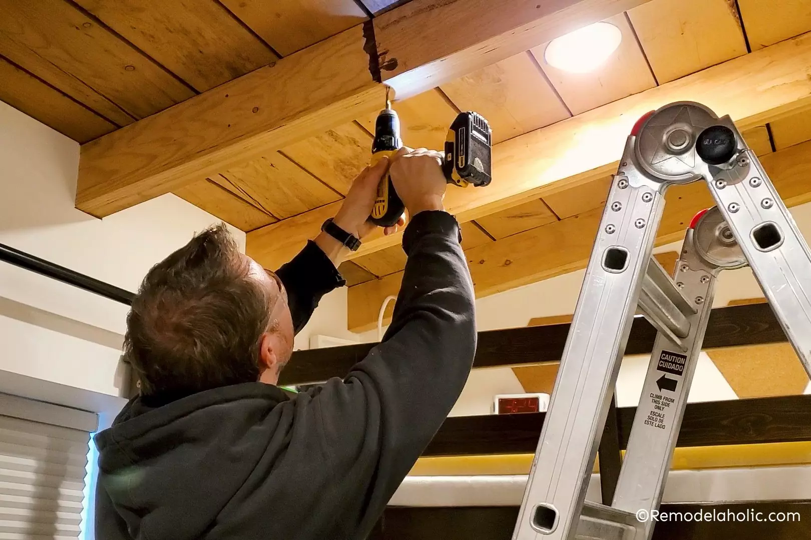 How To Hang A Swing Chair Indoors, Drill Hole In Ceiling Joist Rafter Beam, Remodelaholic