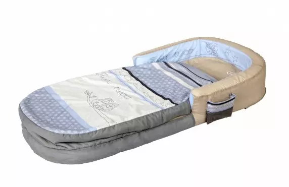 Bag containing the rolled up Ready Bed inflatable travel bed