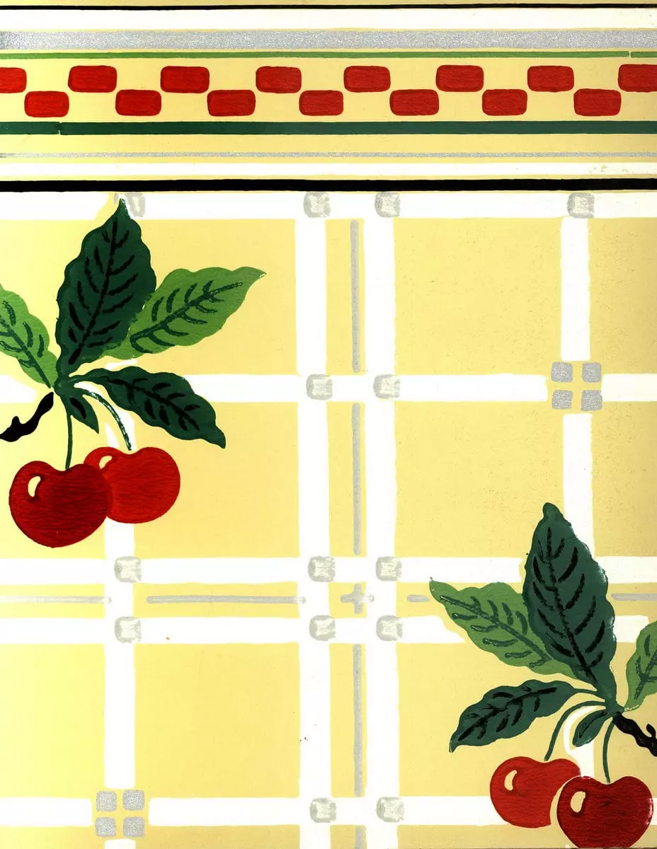 Vintage cherry kitchen wallpaper from 1953
