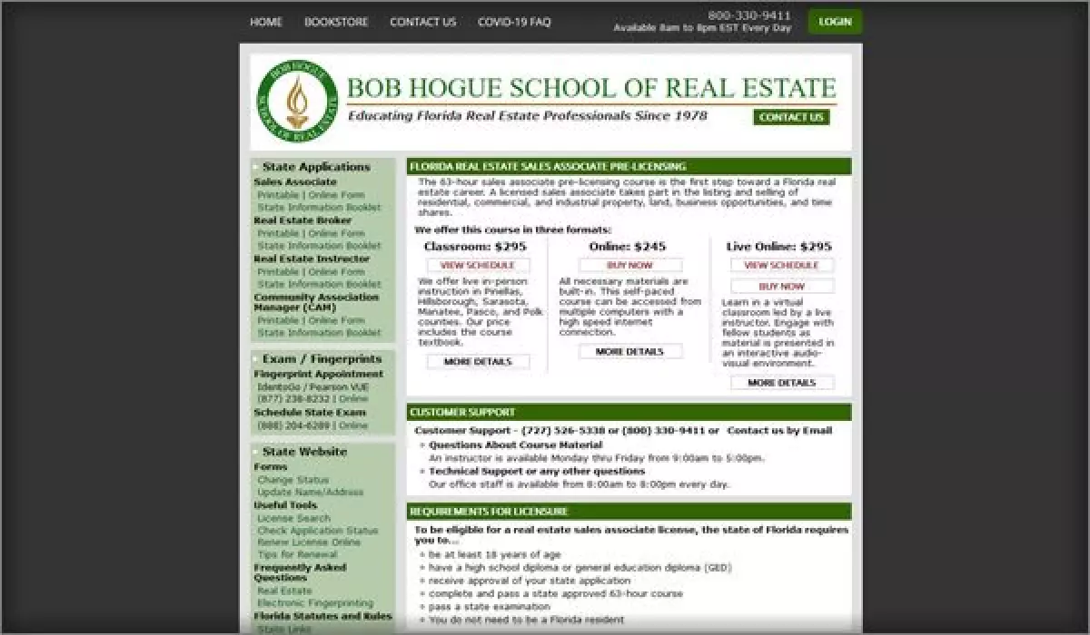 A glimpse at Bob Hogue School of Real Estate's online course platform.