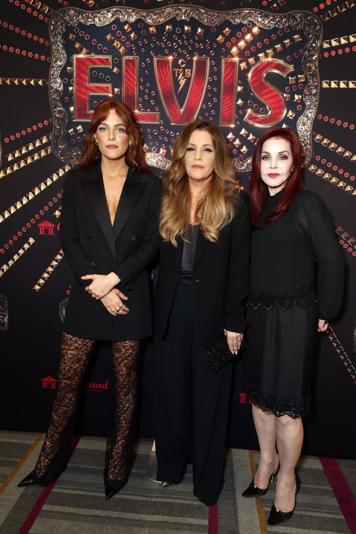 Riley Keough, Lisa Marie Presley and Priscilla Presley seen in a June 2022 photo.